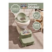PONÇİK STORE Kaydırmaz Çocuk Taburesi Çift Basamaklı& Kulplu Klozet Adaptörü -Çocuk Banyo Lavabo Basamağı