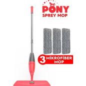 Pony 3'lü Sprey Mop Somon + Mikrofiber Mop