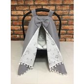 Poplin Kumaş ve Pikeli Puset Örtüsü ve Puset Minderi 2'li Set