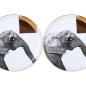 Porland 04ALM005138 20 cm Wild Life Elephant Düz Tabak