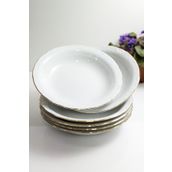 Porland Altın Yaldızlı Porselen 6'lı 19 cm Çukur Yemek Tabak