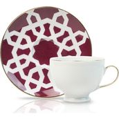 Porland Morocco Desen 5 170 cc Fuşya Tabaklı Çay Fincanı