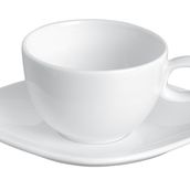 Porland Perspective Beyaz 210 cc Tabaklı Porselen Çay Fincanı