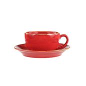 Porland Seasons Kırmızı 250 cc 6 Adet Tabaklı Çay Fincanı