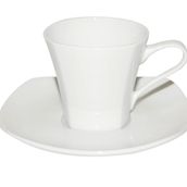 Porland Square Beyaz 200 cc Tabaklı Çay Fincanı
