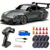 Porsche 911 Drift 4x4 Uzaktan Kumandalı 1:24 Şarjlı Rc Araba 2.4ghz 4WD 20KM/S Mor - Gri