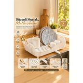 Porsima AKL-060 Beyaz Lüks Tabaklık Bulaşıklık Yönlendirilebilir Su Akıtma Kanallı Bulaşık Sepeti