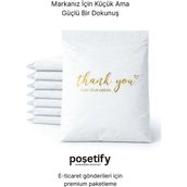Poşetify Premium Renkli Kargo Poşeti 30X38X6 cm | 10000 Adet | Thank You Baskılı | Beyaz | Iç Göstermez