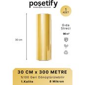 Poşetify Streç Film 30 cm X 300 metre 8 Mikron Gıda ve Paketleme Streci Dayanıklı ve Esnek Ambalaj