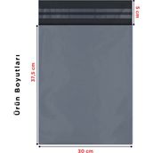 Poşetistan Baskısız Cepli Kargo Poşeti 1000 Adet 30 cm x 37,5 cm x 5 cm - Gri - Gri - CEPLİ - 30 X 37,5 + 5
