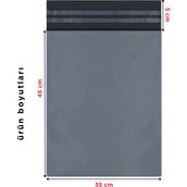 Poşetistan Ekonomik Cepli Kargo Poşeti 100 Adet, 35 cm x 45 cm + 5 cm - Gri - Gri - CEPLİ - 35 X 45 + 5