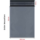 Poşetistan Ekonomik Cepsiz Kargo Poşeti 200 Adet 22,5 cm x 30 cm x 5 cm - Gri - Gri - CEPSİZ - 22,5 x 30 + 5