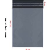 Poşetistan Ekonomik Cepsiz Kargo Poşeti 50 Adet, 22,5 cm x 30 cm x 5 cm - Gri - Gri - CEPSİZ - 22,5 X 30 + 5