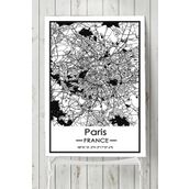Postermanya Fransa Paris Harita Dekoratif Tasarım 40x60 cm Poster