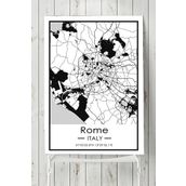 Postermanya İtalya Roma Harita Dekoratif 70x100 cm Tasarım Poster