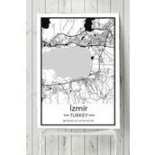 Postermanya İzmir Harita Dekoratif 70x100 cm Tasarım Poster
