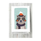 Postermanya Rakun Kış Çocuk Odası 30x40 cm Poster