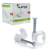 Powermaster 100'lü Paket Karya 2 Numara Çelik Çivili 6 mm Data Anten Kabloları İçin Kroşe