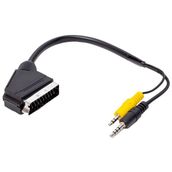 Powermaster 35 cm Uzun ve Kısa Jack Bir Arada Uydu Alıcısı Av 3.5 mm Stereo Erkek Scart Kablo