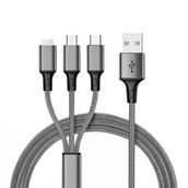 Powermaster Pm-26335 3 In 1 Gümüş 1.2 mt Şarj Kablosu