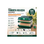 PowerS-Pro 64 Yumurta Tam Otomatik Kuluçka Makinesi Dijital Isı Nem Kontrollü Otomatik Çevirme Sistemli