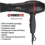 Powertec TR-801 Siyah Profesyonel Saç Kurutma ve Fön Makinesi