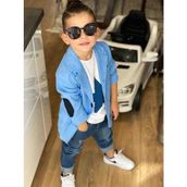Poyraz Kids Erkek Çocuk Ceket Tişört Kot Pantalon Jean 3 Lü Takım Bayramlık Kombin - 04G-Mavi - 6 - 7 Yaş