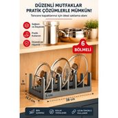 Pratik ve Yer Kaplamayan NY Home Antrasit Plastik Tabak Tava Tencere Kapağı Düzenleyici 28x14,5x9 cm