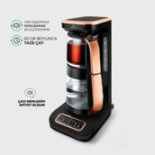Premium 4 In 1 Konuşan Cam Çay ve Filtre Kahve Makinesi Black Copper 2500W