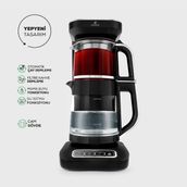 Premium 4 In 1 Konuşan Cam Çay ve Filtre Kahve Makinesi Chrome 2500W - Krom