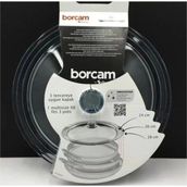 PremiumPort Paslanmaz Borcam Tencere Kapağı 24-28CM, Dayanıklı ve Şık Tasarım - Seçenek 1 - Ahşap