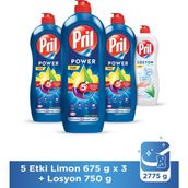 Pril Soğuk Suda Bile Etkili Limon 653ml x 3 Adet + Pril Losyon Aloe Vera 750ml Sıvı Bulaşık Deterjanı - 720 ml