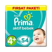 Prima Aktif Bebek No:4+ Maxi Plus 54 Adet Bebek Bezi