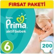 Prima Aktif Bebek No:6 XLarge 200 Adet Bebek Bezi