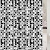 Primanova Paradise Grey Siyah Beyaz Banyo Perdesi