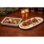 Prime Beyaz Seramik Sunum Tabağı Seti 6'lı, Beyaz, Seramikleri, Modern Tasarım, 6 Parça, 3 Oval 3 Kare Tabak, Parlak Yüzey - Option-1 - 51R-Turuncu