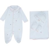 Princess Baby Beyaz 4lü Kalp Nakışlı Kız Bebek Hediye Seti - 0 - 3 Ay