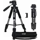 Profesyonel Zomei Q111 Taşınabilir 5Kg Taşıma Kapasiteli 139,7cm Alüminyum Tripod Gri