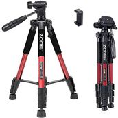 Profesyonel Zomei Q111 Taşınabilir 5Kg Taşıma Kapasiteli 139,7cm Alüminyum Tripod Kırmızı