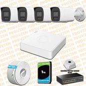 Provzen Hikvision 4 IP Kameralı Colorvu Hibrit Güvenlik Kamerası