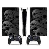 PS5 Slim Dijital Konsol için Cilt Çıkartması, Koruyucu Cilt Sarma Oyun Aksesuarları PS5 Slim Controller için Çıkartma Kapak (Koyu Gri)