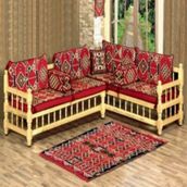 Puhu Ahşap Aksesuar Kilim Köşe Sedir Takımı - Renkli