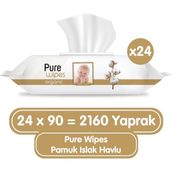 Pure Baby 90'lı 24 Paket Organik Pamuklu Islak Havlu 2160 Yaprak