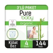 Pure Baby Organic Bambu Özlü No:4 Maxi 144 Adet Külot Bebek Bezi