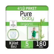 Pure Baby Organic Bambu Özlü No:5 Junior 160 Adet Külot Bebek Bezi