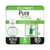 Pure Baby Organic Bambu Özlü No:5 Junior 80 Adet Külot Bebek Bezi