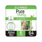 Pure Baby Organic Bambu Özlü No:6 XLarge 64 Adet Külot Bebek Bezi