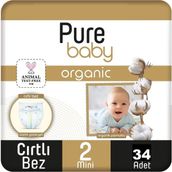 Pure Baby Organic No:2 Mini 34 Adet Bebek Bezi
