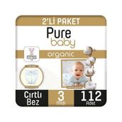 Pure Baby Organic No:3 Midi 112 Adet Bebek Bezi