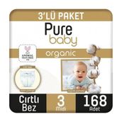 Pure Baby Organic No:3 Midi 168 Adet Bebek Bezi